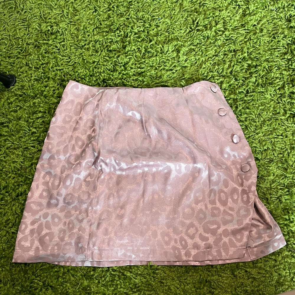 Forever21 Satin Pink Leopard Print Mini Skirt
